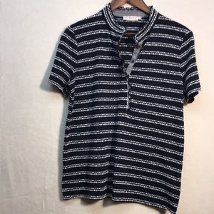 Tory Burch Lidia Ruffle Polo Pique Dash Sz L